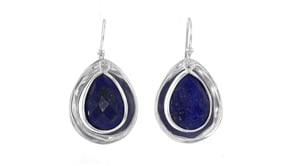 Blue Lapis Drop Earrings in Sterling Silver