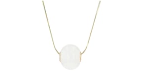 White Kunlun Jade Bead Pendant with 14kt Yellow Gold