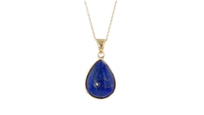 Pear-Shaped Lapis Cabochon Pendant Necklace in 18kt Gold Over Sterling