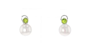 11mm Cultured Pearl and 1.00 ct. t.w. Peridot Earrings in Sterling Silver