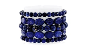 Lapis Jewelry Set Five Bead Stretch Bracelets