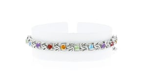 1.20 ct. t.w. Multi-Stone Byzantine Bolo Bracelet in Sterling Silver