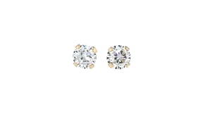Childs Jewelry Set .20 ct. t.w. CZ, Cultured Pearl and 14kt Yellow Gold Stud Earrings
