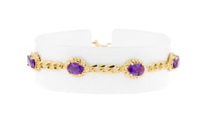 4.40 ct. t.w. Amethyst Link Bracelet in 18kt Gold Over Sterling Silver
