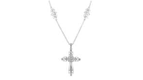 25 ct. t.w. Diamond Openwork Cross Pendant Necklace in Sterling Silver