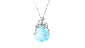 Larimar Octopus Pendant Necklace in Sterling Silver
