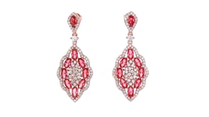 6.55 ct. t.w. Pink and White CZ Drop Earrings in 18kt Rose Gold Over Sterling