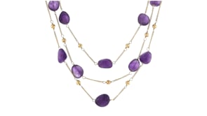 55.00 ct. t.w. Amethyst Bead Station Necklace in 18kt Gold Over Sterling