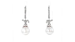 8.5-9mm Cultured Pearl Bunny Drop Earrings in Sterling Silver