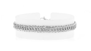 Sterling Silver Curved Interlocking-Link Bracelet