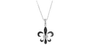 25 ct. t.w. Black and White Diamond Fleur-de-Lis Pendant Necklace in Sterling Silver