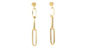 Italian 18kt Gold Over Sterling Paper Clip Link Linear Drop Earrings