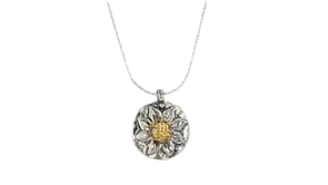 Sterling Silver Sunflower Pendant Necklace with 14kt Yellow Gold