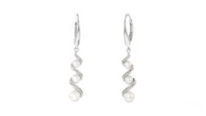 3.5-5mm Cultured Pearl and .10 ct. t.w. Diamond Drop Earrings in Sterling Silver