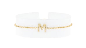 Diamond-Accented Initial Bracelet in 18kt Gold Over Sterling