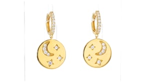 50 ct. t.w. CZ Star and Moon Drop Earrings in 18kt Gold Over Sterling