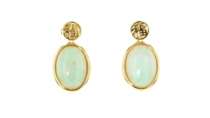 Jade Good Fortune Drop Earrings in 18kt Gold Over Sterling