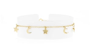Italian 14kt Yellow Gold Moon and Stars Bracelet