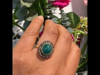 Emerald, Diamond, 14ct, Silver Ring 12730-8008