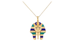 70 ct. t.w. Citrine and Multicolored Enamel King Tut Pendant Necklace in 18kt Gold Over Sterling