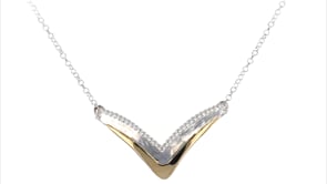 Sterling Silver and 14kt Yellow Gold V-Shaped Necklace