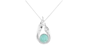 Aqua Roman Glass Pendant Necklace in Sterling Silver