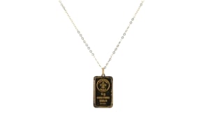 Italian 24kt Yellow Gold Fleur-de-Lis Five-Gram Ingot Pendant Necklace with 14kt Gold Frame
