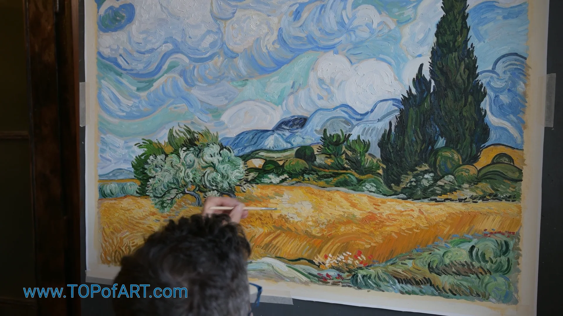 Riproduzione quadro Wheat Field With Cypresses - Vincent van Gogh - Quadri  famosi