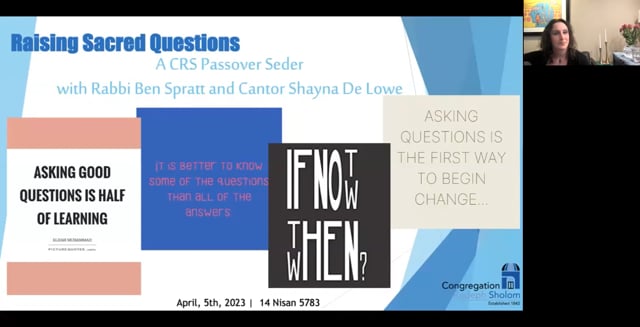Raising Sacred Questions: 2023 CRS Virtual Seder