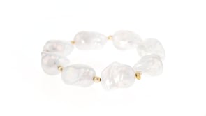13-14mm Cultured Baroque Pearl Stretch Bracelet with 14kt Yellow Gold