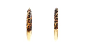 Italian Leopard-Print Enamel and 18kt Gold Over Sterling Hoop Earrings. 1 34
