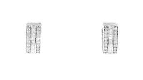 1.00 ct. t.w. Baguette and Round Diamond Hoop Earrings in Sterling Silver. 12