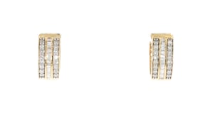 1.00 ct. t.w. Baguette and Round Diamond Hoop Earrings in 18kt Gold Over Sterling. 12