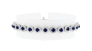 5.50 ct. t.w. Sapphire and 3.00 ct. t.w. Diamond Tennis Bracelet in 14kt White Gold