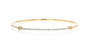 Diamond Bar Bangle Bracelet in Sterling Silver and 18kt Yellow Gold Over Sterling Silver