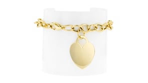 Italian 14kt Yellow Gold Personalized Heart Charm Bracelet
