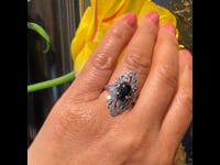 Marcasite (pirite) anello in argento con onice 14561-1696