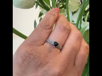 Marcasita (pirita) ónix plata anillo en forma de corazón 14556-1691