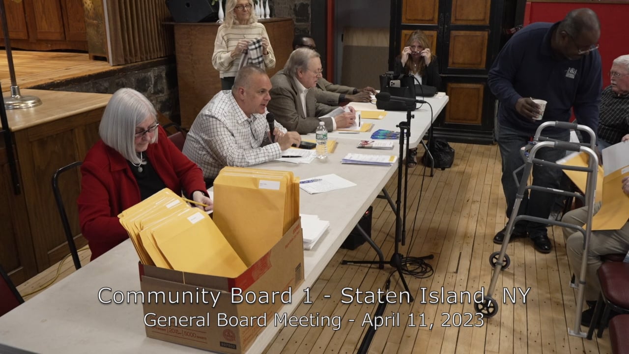 Community Board 1, Staten Island, NY General Board Meeting, April 11