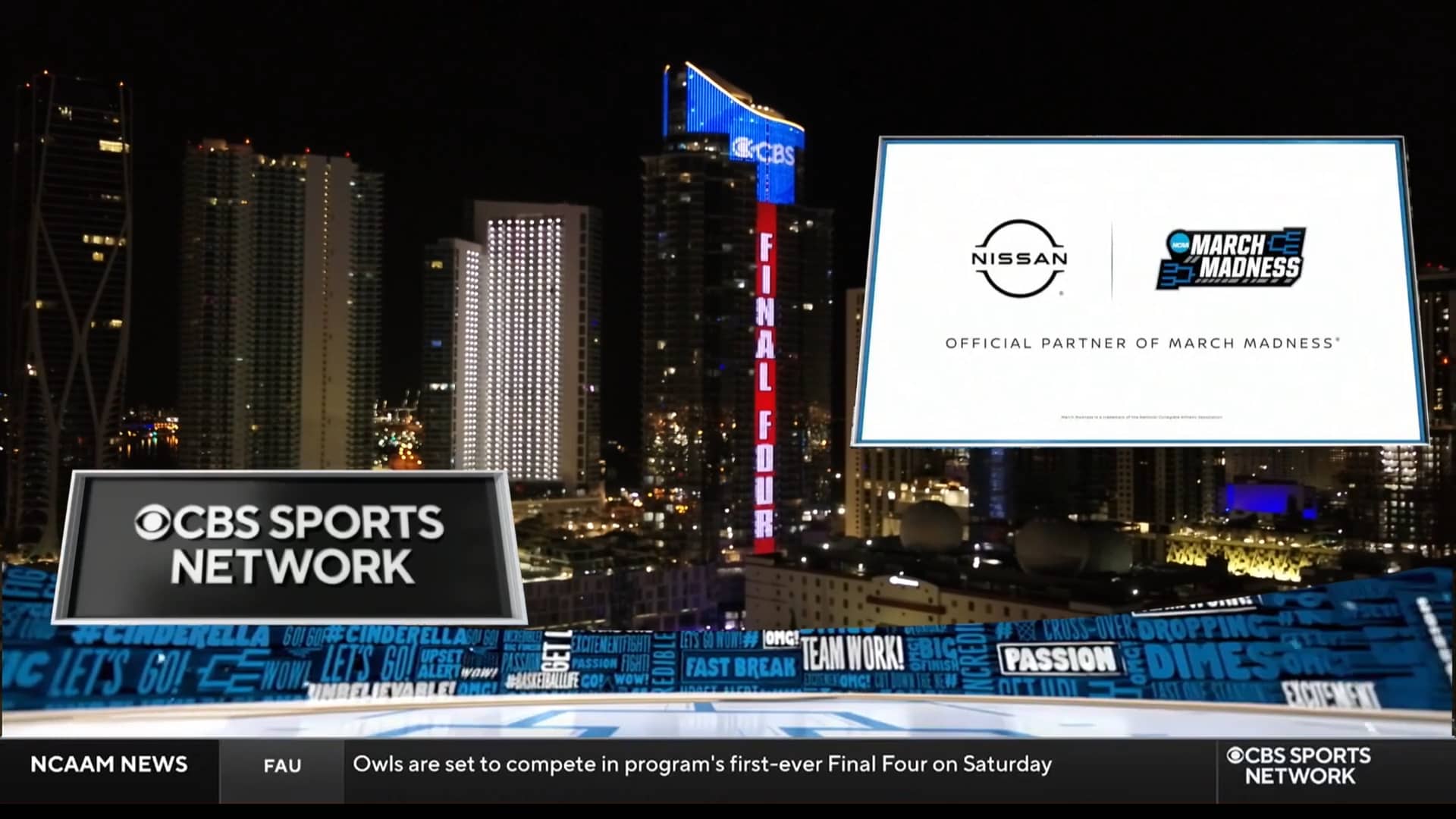 Final Four Paramount Miami Tower Lighting News Coverage Sampler mp4 On 