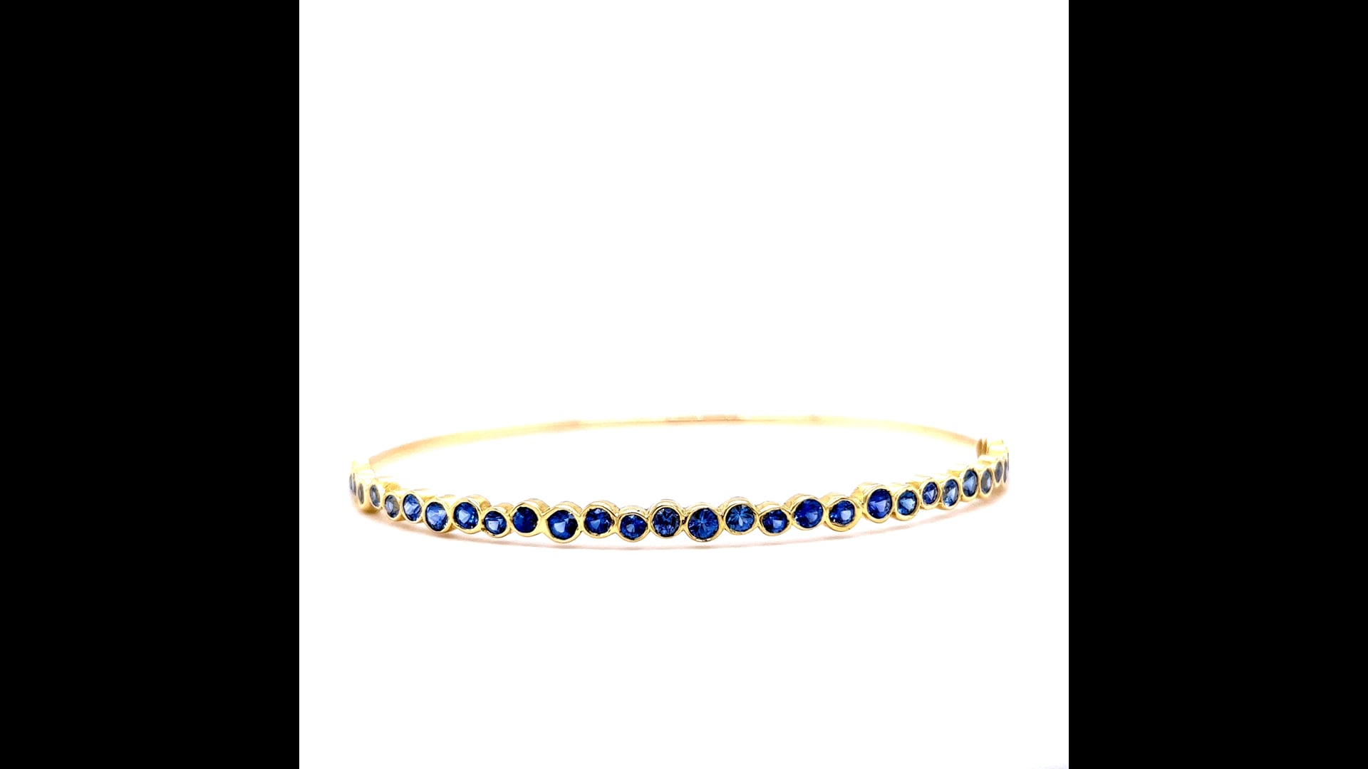 3.58 Round Cut Sapphire Bangle Bracelet in 18K Yellow Gold