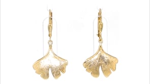 Italian 14kt Yellow Gold Ginkgo Leaf Drop Earrings