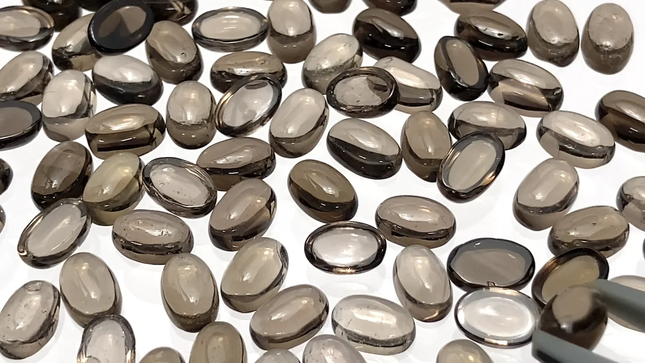 スモーキークォーツ オーバル カボション6×4mm 10個｜天然石ビーズの卸