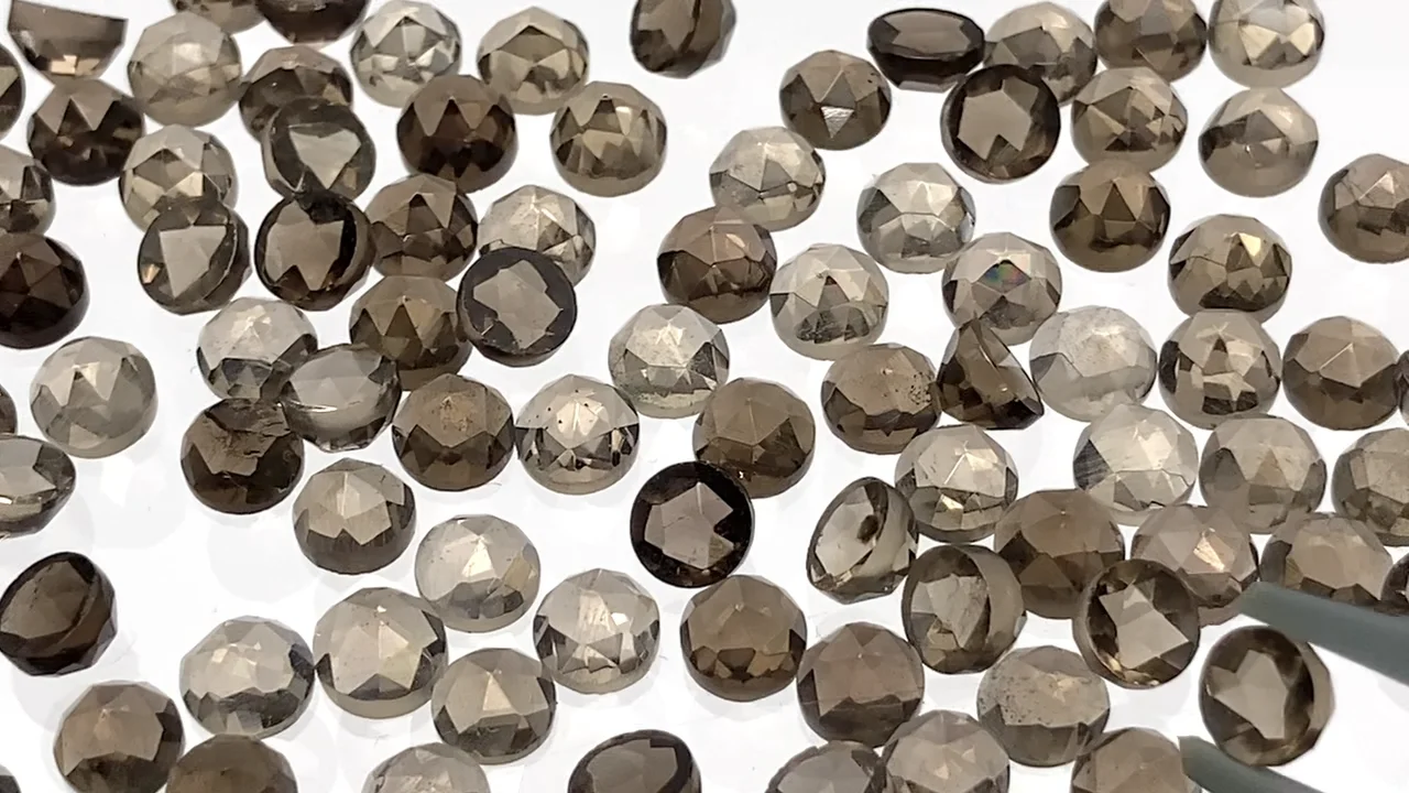 スモーキークォーツ ラウンド ローズカット4×4mm 10個｜天然石ビーズの