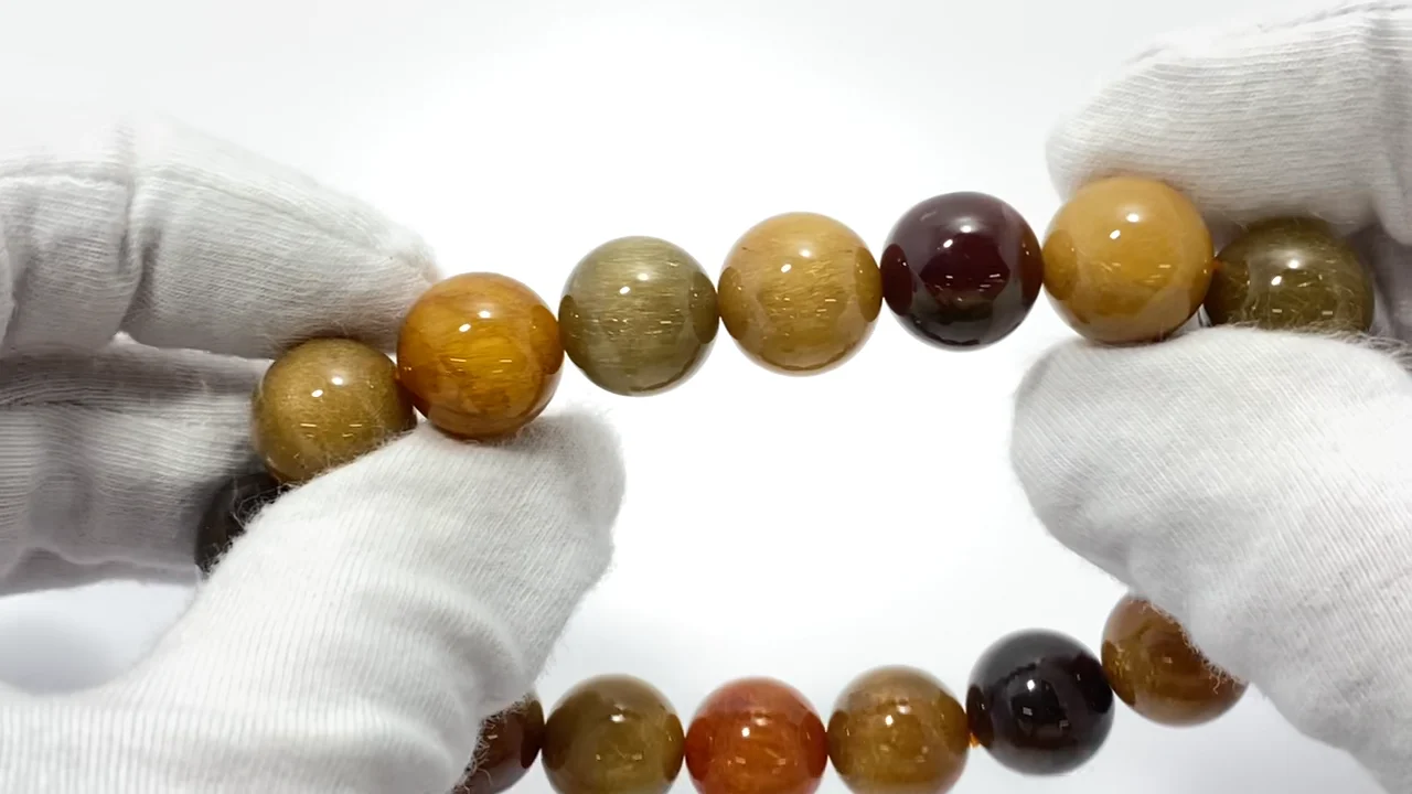 動画】【1点もの】マルチカラールチルクォーツAAA ラウンド12.5mm 1連