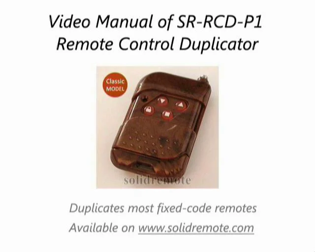 Universal Remote Control Duplicator for Garage Doors, Gates SRRCDP1