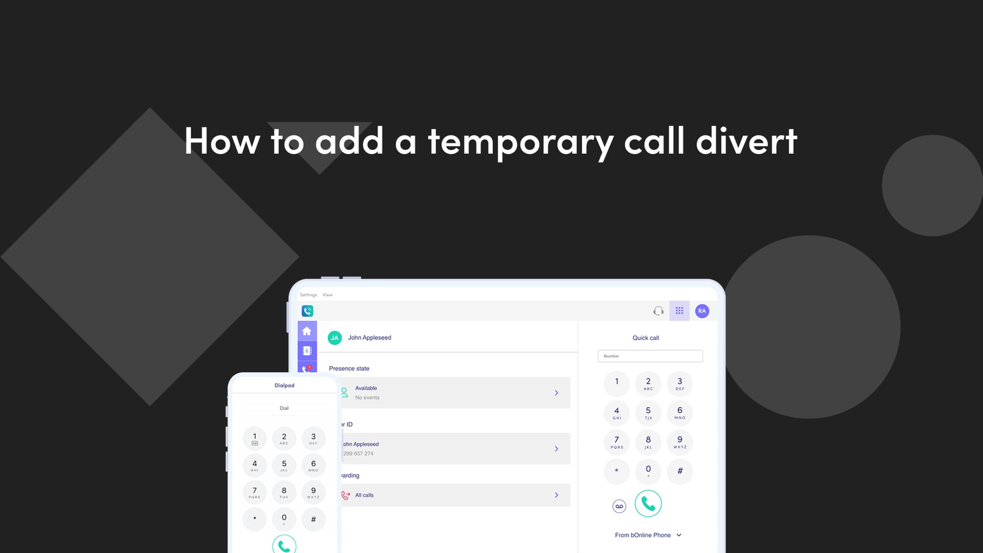 How to add a temporary call divert on Vimeo