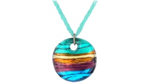 Italian Multicolored Murano Glass Bead Pendant Necklace with 18kt Gold Over Sterling