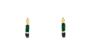 Italian 14kt Yellow Gold and Multicolored Enamel Hoop Earrings
