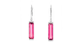 12.29 ct. t.w. Pink and White Topaz Drop Earrings in Sterling Silver